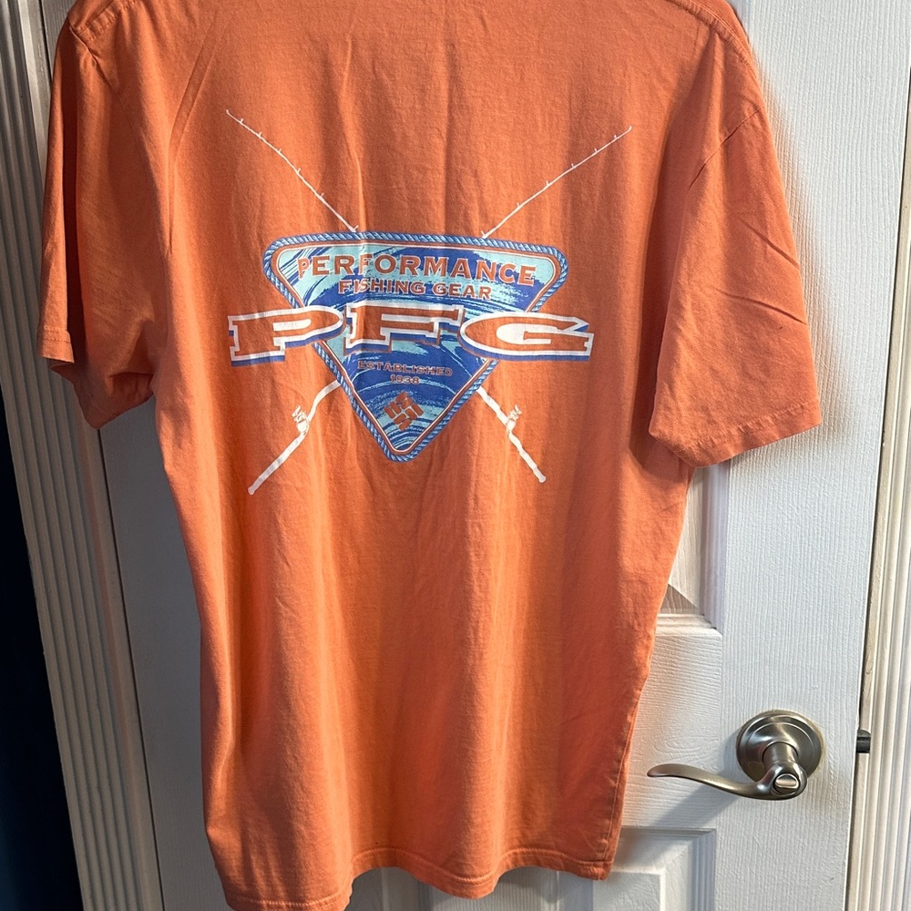 Columbia Vibrant Orange Tee with Blue Accent - Picture 6 of 7